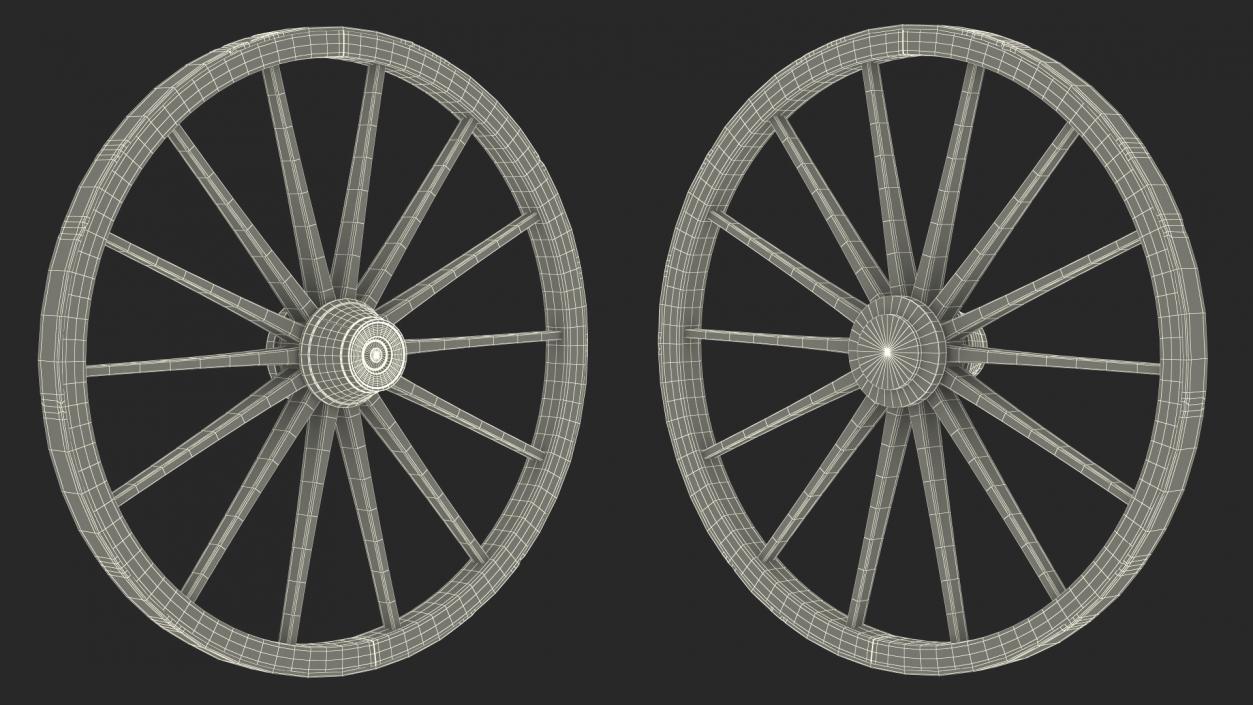 Rustic Old Wooden Wagon Wheel 3D model