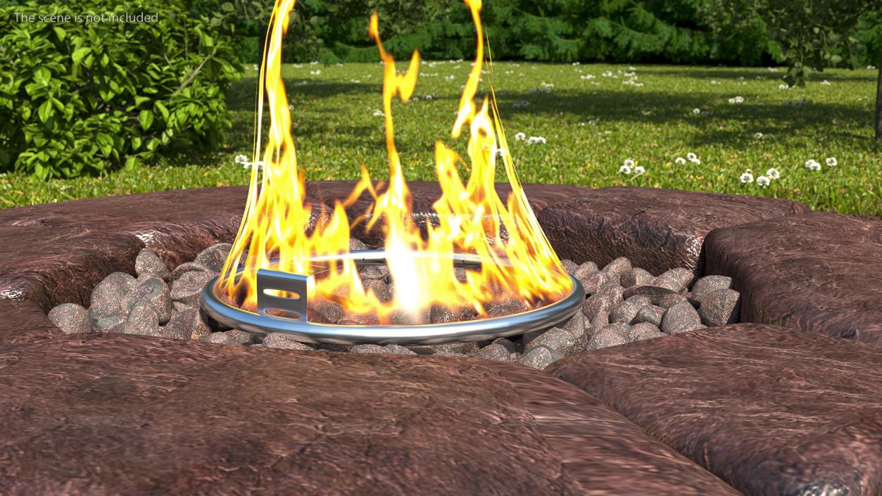 3D Round Stone Gas Fire Pit Table with Flame