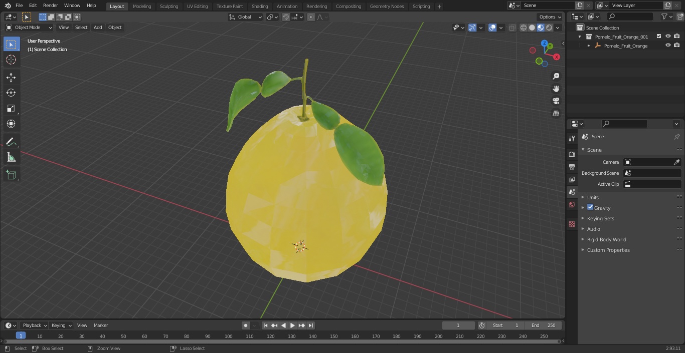 Pomelo Fruit Orange 3D model