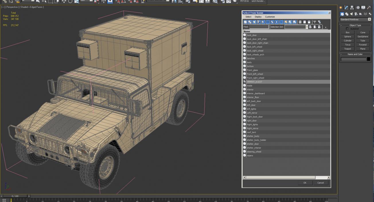 3D Shelter Carrier MSE HMMWV m1037 Desert model