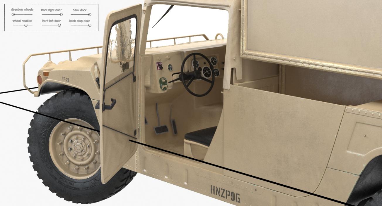 3D Shelter Carrier MSE HMMWV m1037 Desert model