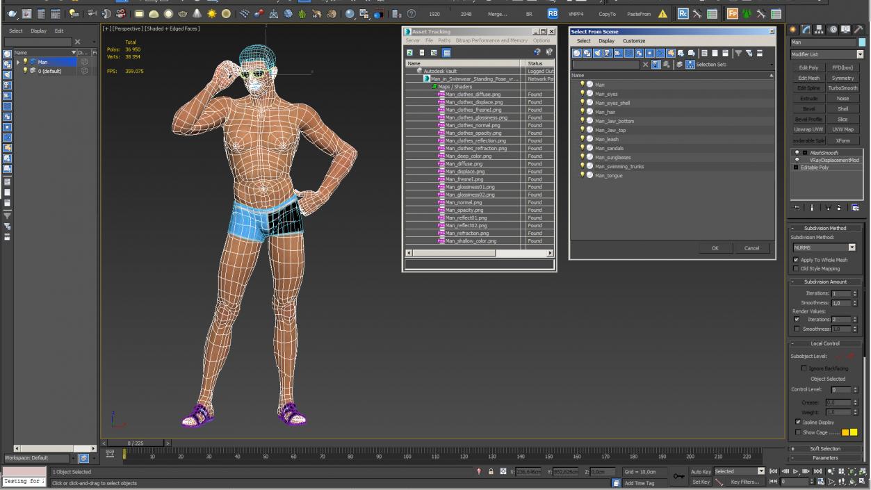 Man in Swimwear Standing Pose 3D model