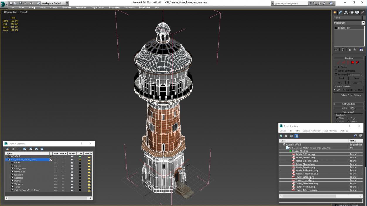 Old German Water Tower 3D