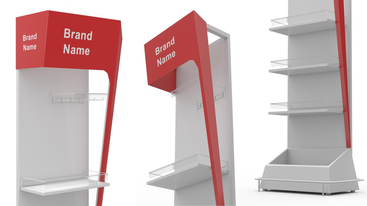 Retail White Red Display Stand Mockup 3D