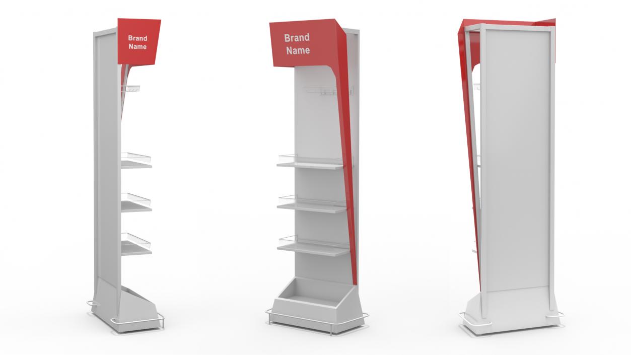 Retail White Red Display Stand Mockup 3D