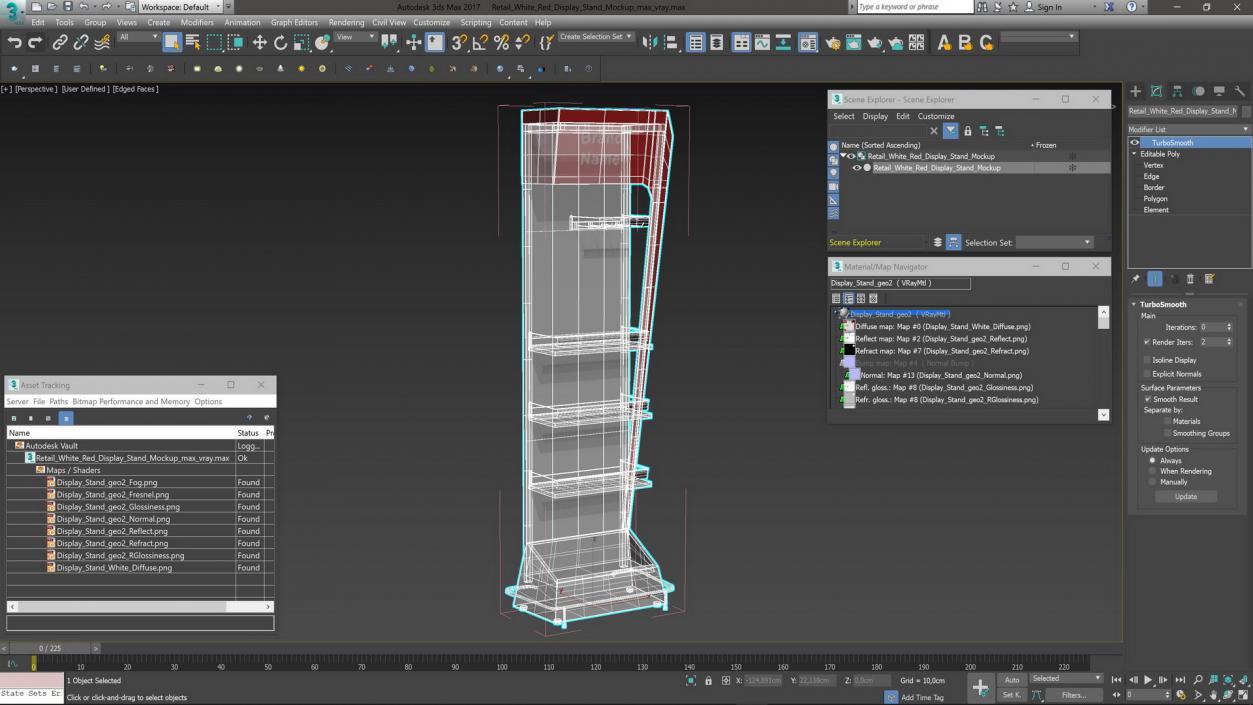 Retail White Red Display Stand Mockup 3D