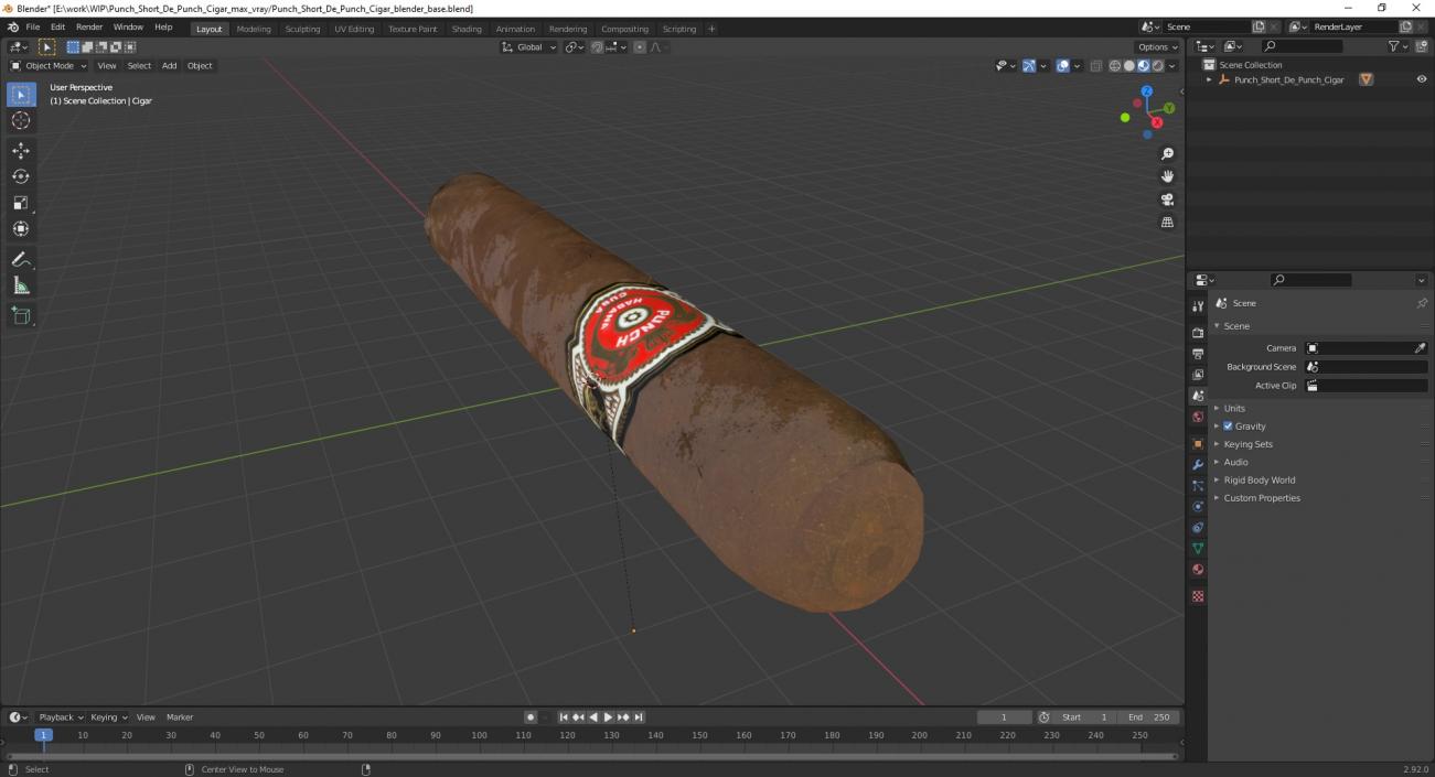 3D Punch Short De Punch Cigar 2 model