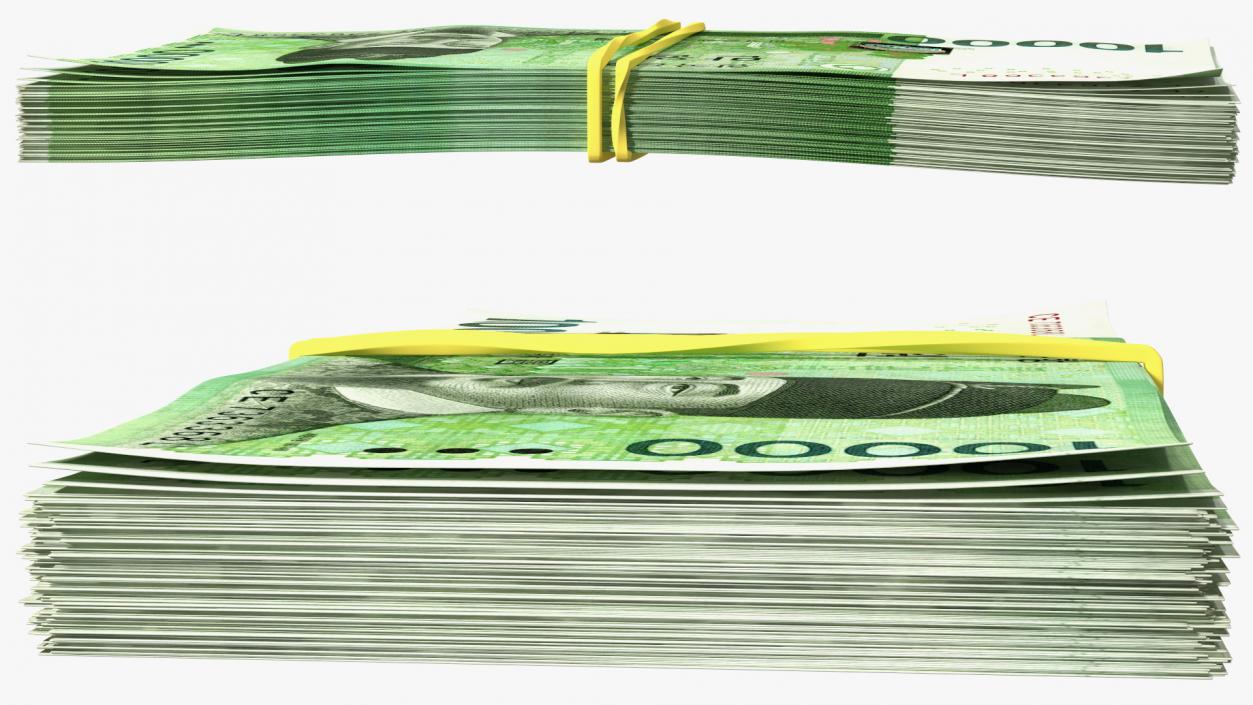 Stack of Korea Republic Won KRW 10000 Banknotes 3D