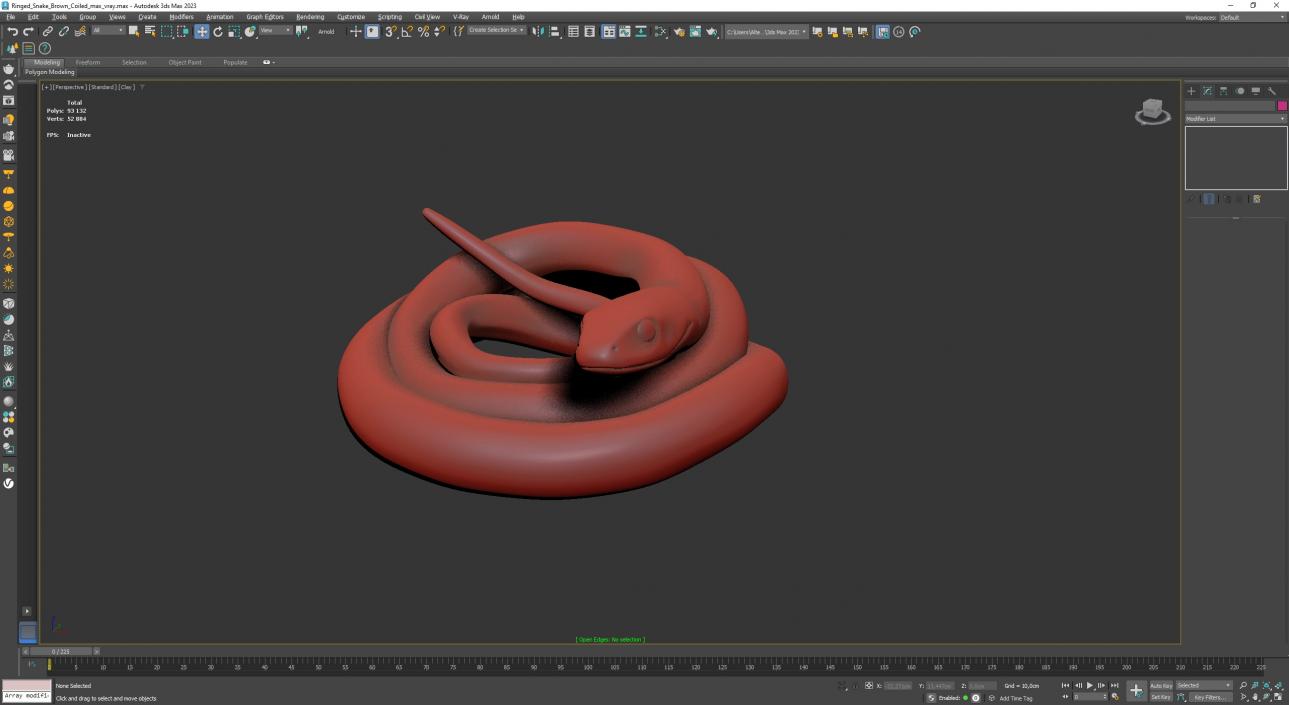 3D model Ringed Snake Brown Coiled for 3D Print 2