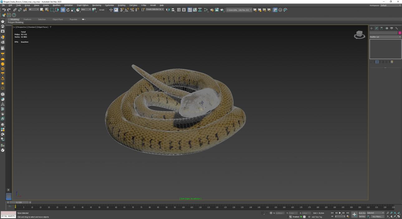 3D model Ringed Snake Brown Coiled for 3D Print 2