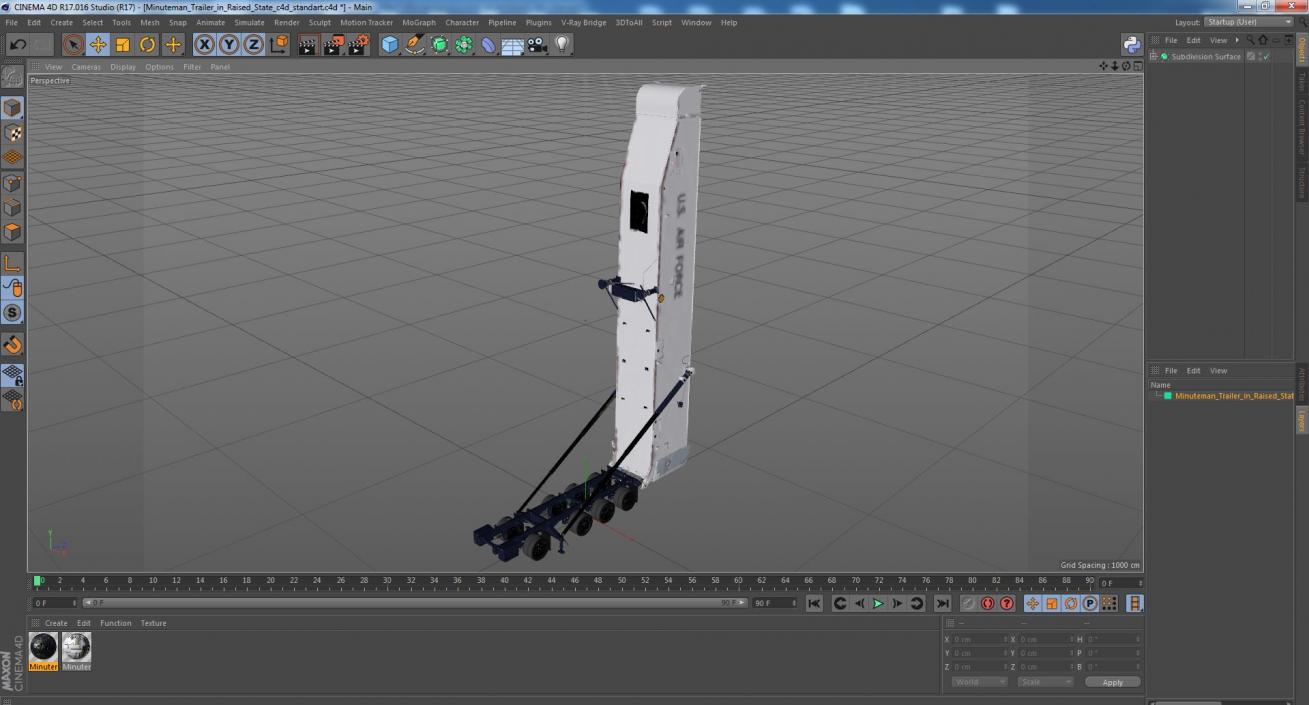 3D Minuteman Trailer in Raised State model