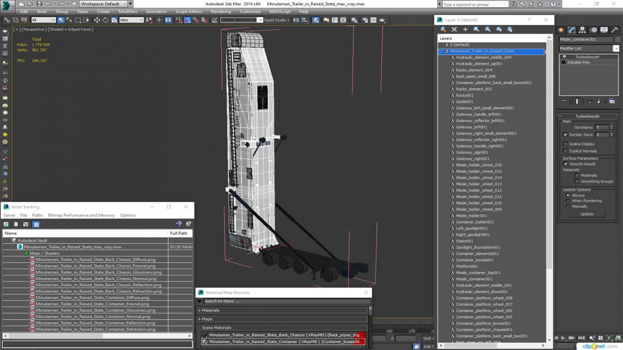 3D Minuteman Trailer in Raised State model