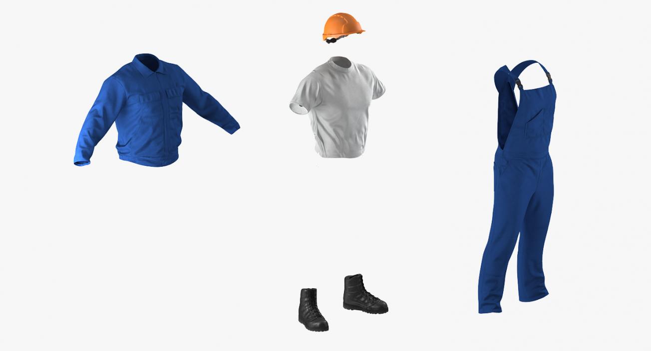 Boiler Suit Coverall with Safety Helmet 3D model