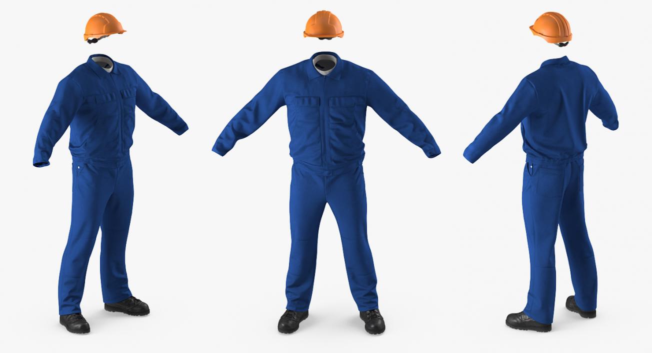 Boiler Suit Coverall with Safety Helmet 3D model