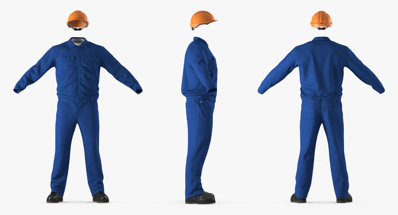 Boiler Suit Coverall with Safety Helmet 3D model