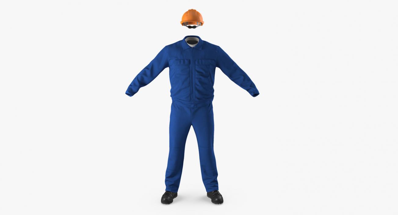 Boiler Suit Coverall with Safety Helmet 3D model