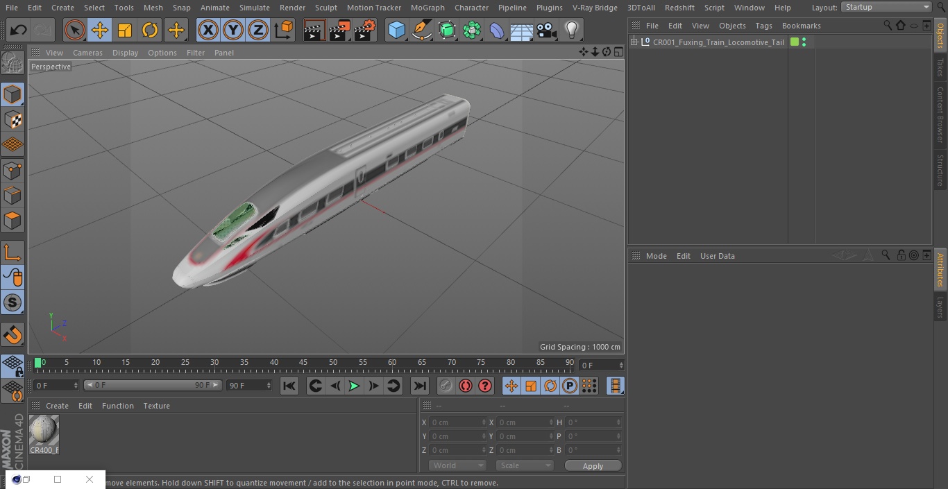 CR400 Fuxing Train Locomotive Tail 3D model