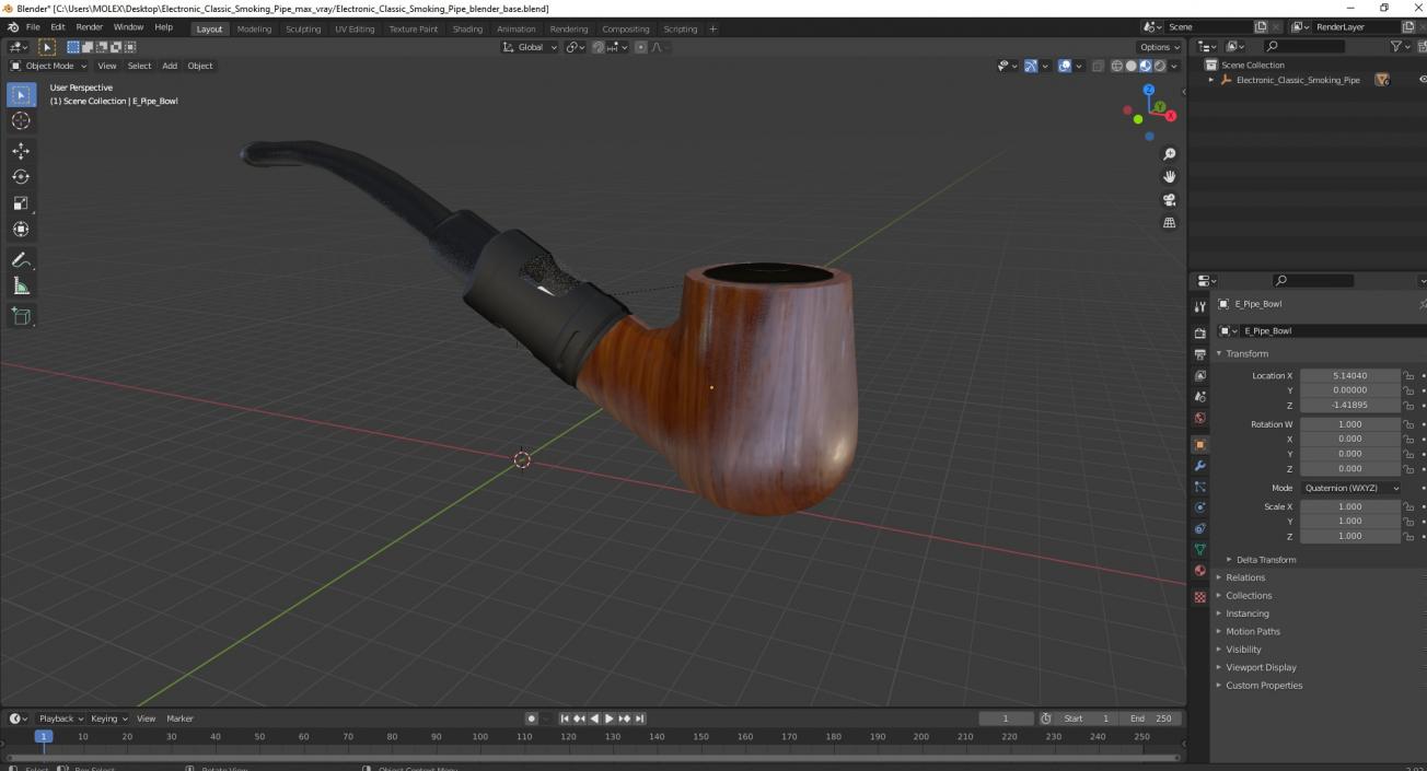 3D Electronic Classic Smoking Pipe 2 model