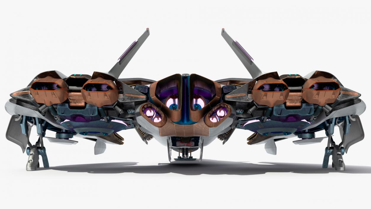 3D Sci Fi Fighter Jet Black Rigged