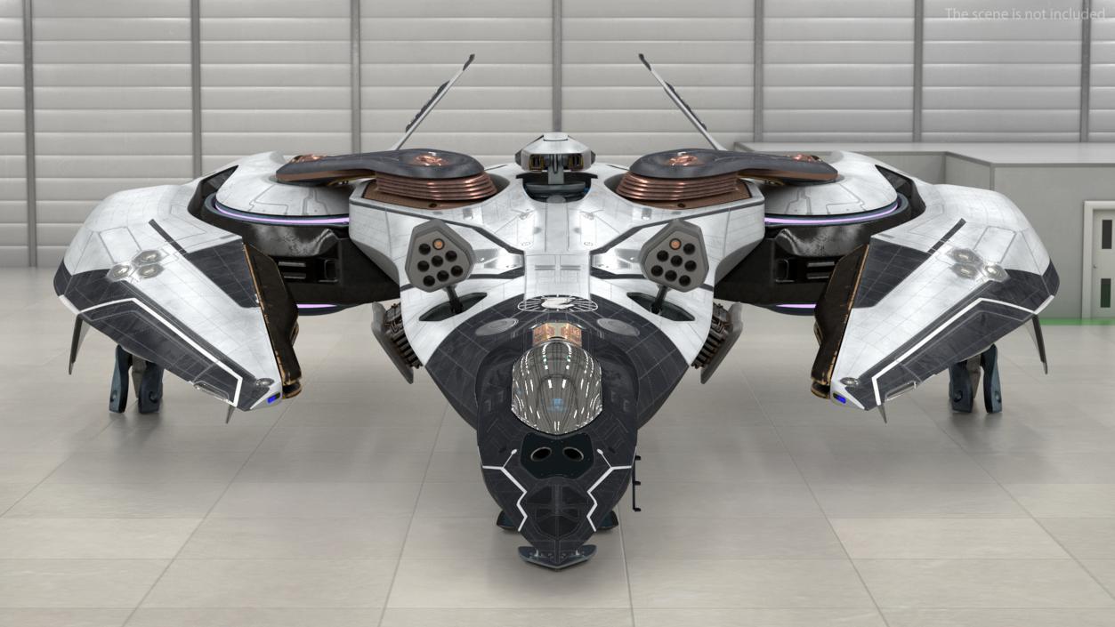 3D Sci Fi Fighter Jet Black Rigged