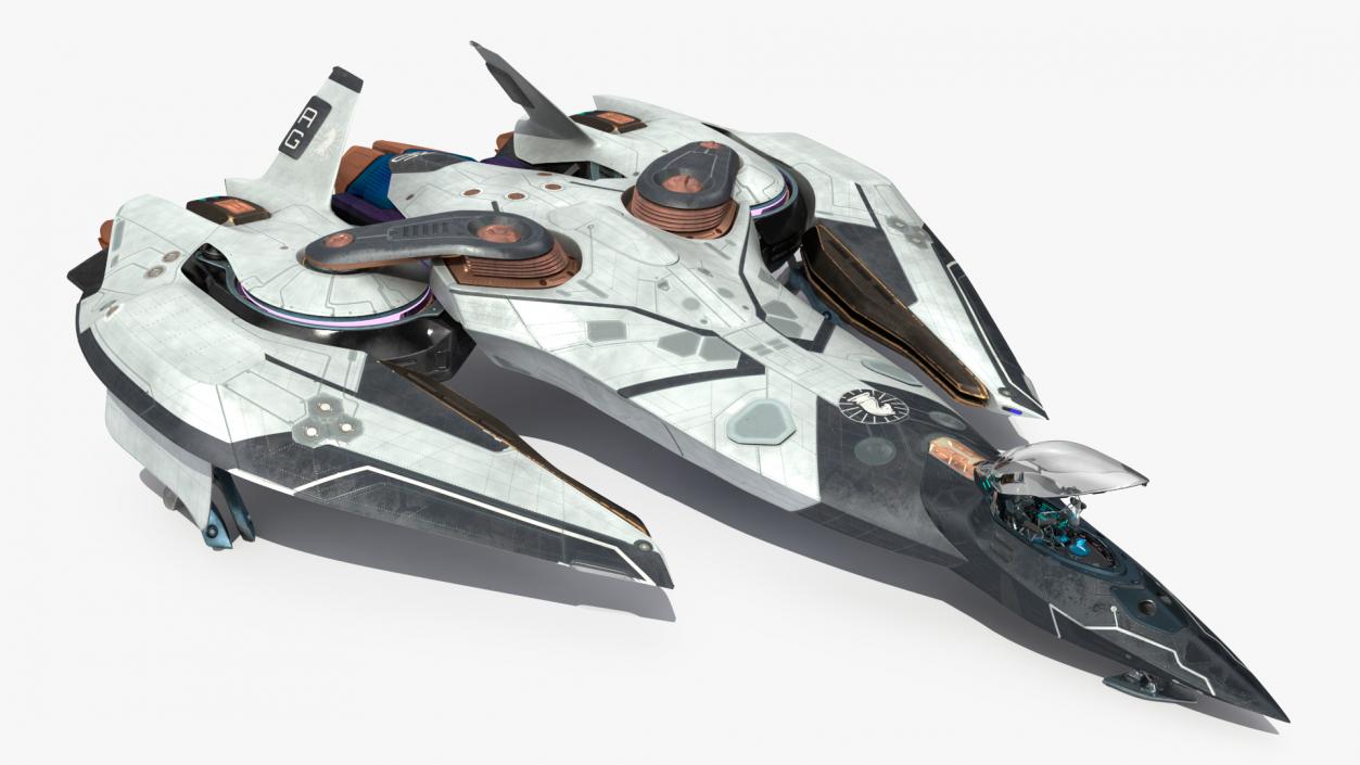 3D Sci Fi Fighter Jet Black Rigged