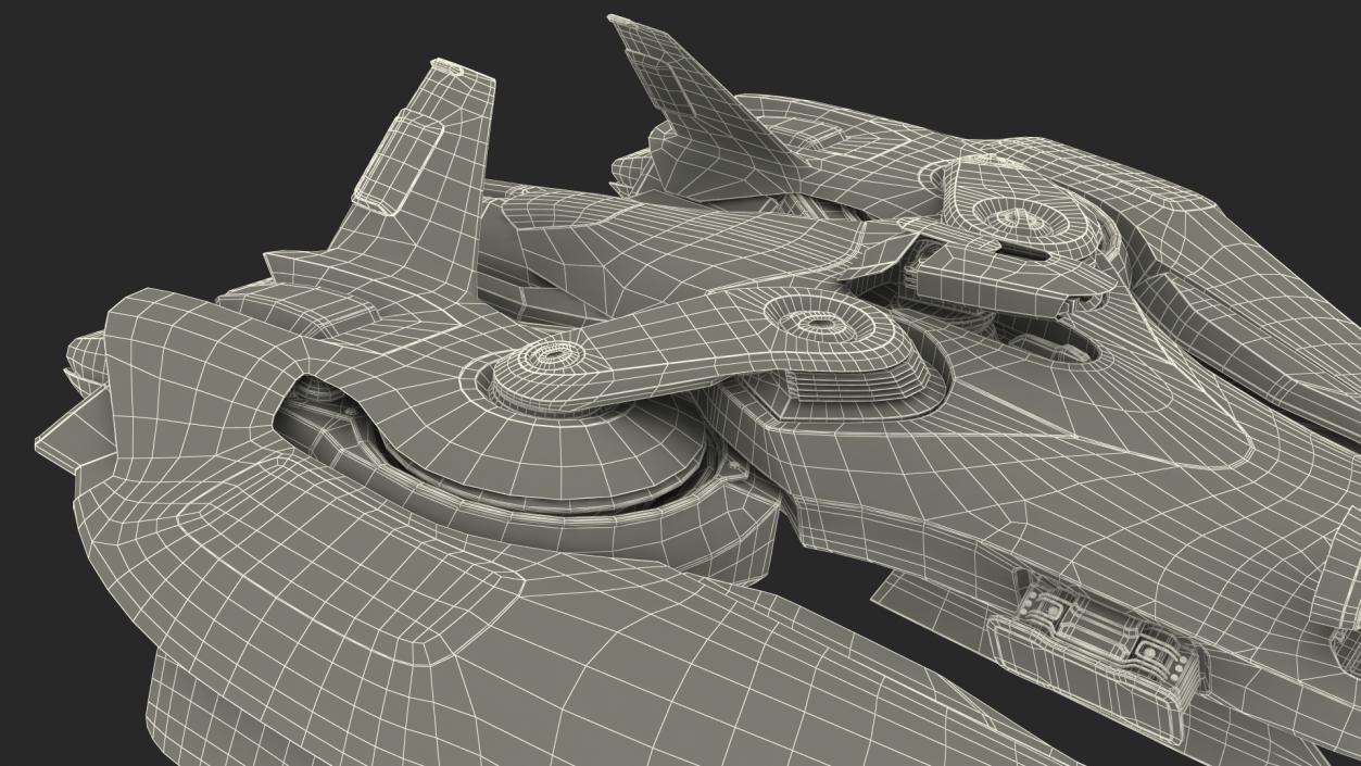 3D Sci Fi Fighter Jet Black Rigged