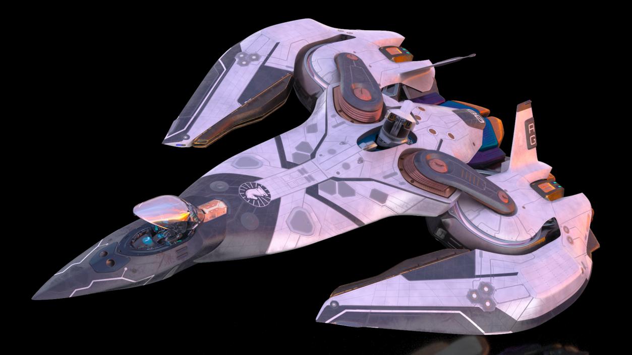 3D Sci Fi Fighter Jet Black Rigged