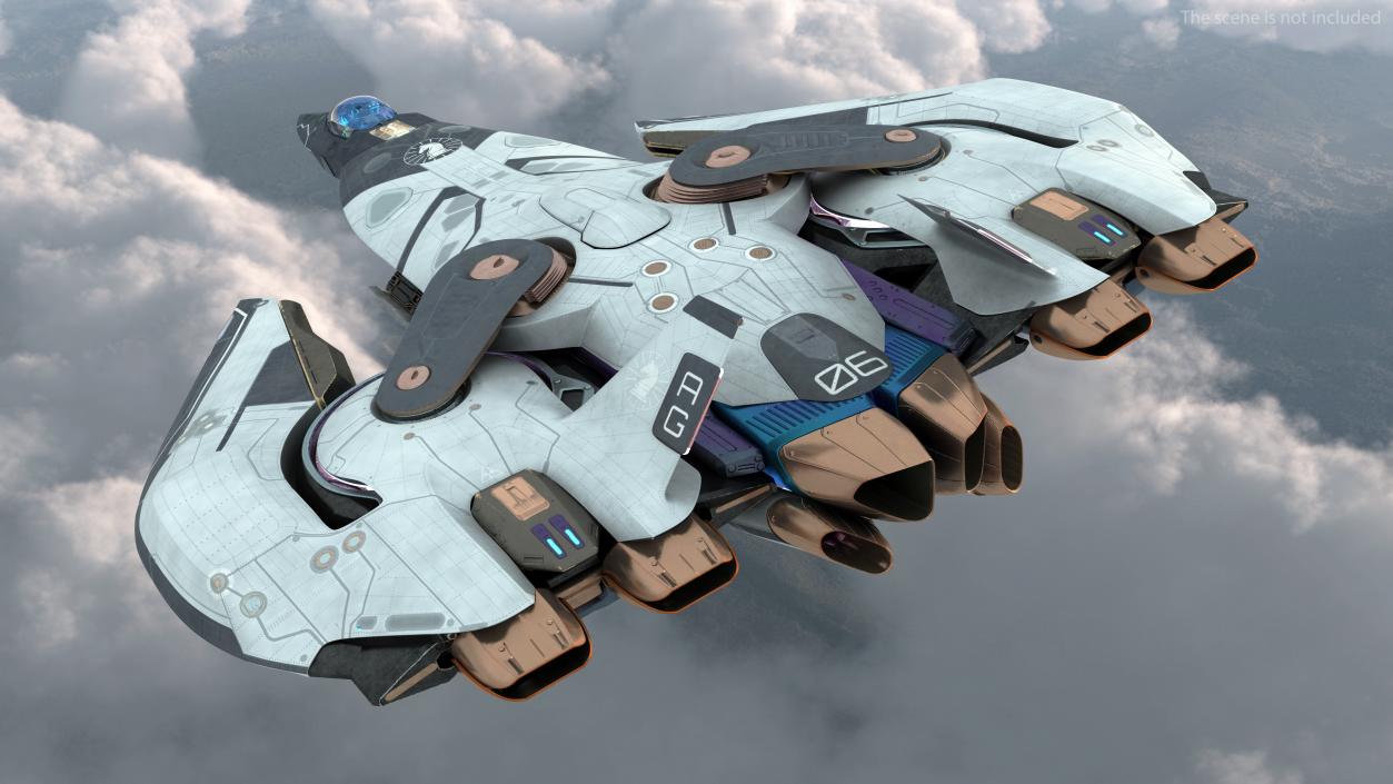 3D Sci Fi Fighter Jet Black Rigged