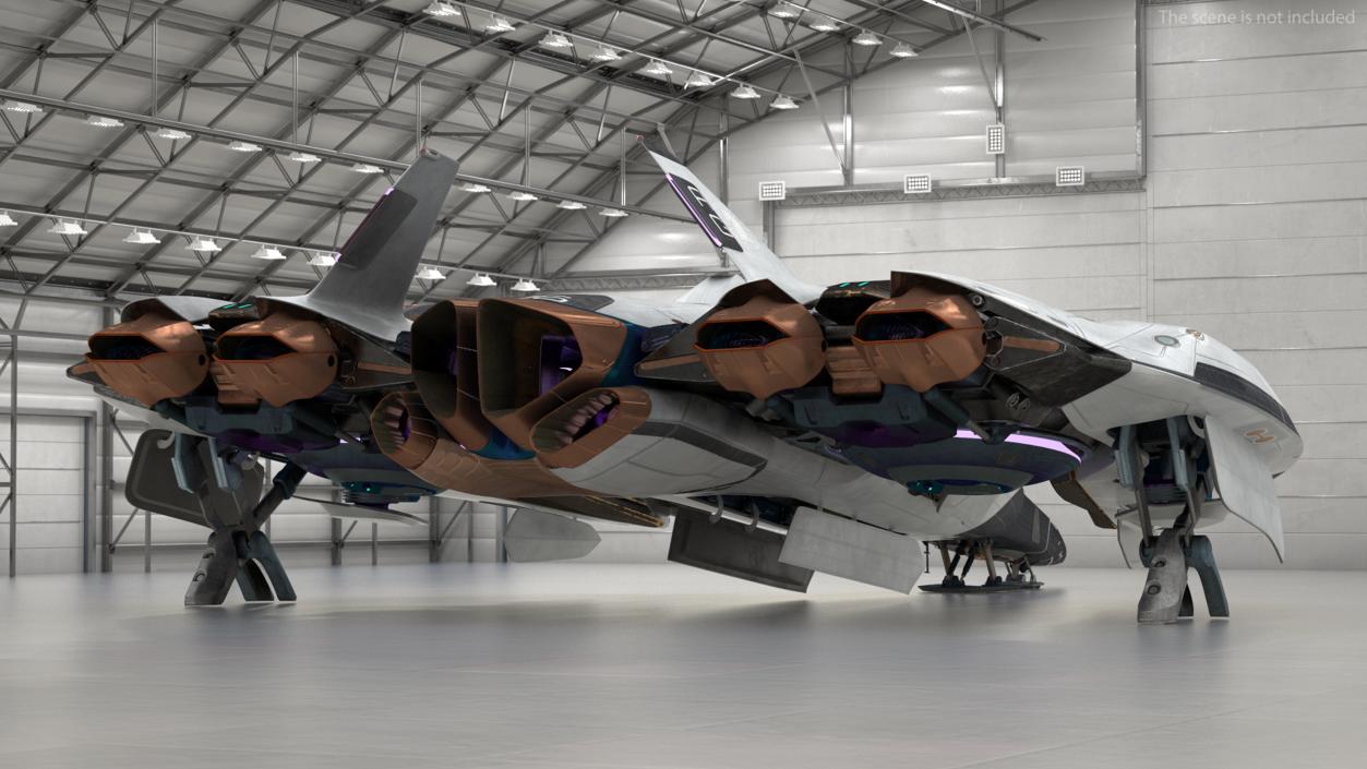 3D Sci Fi Fighter Jet Black Rigged