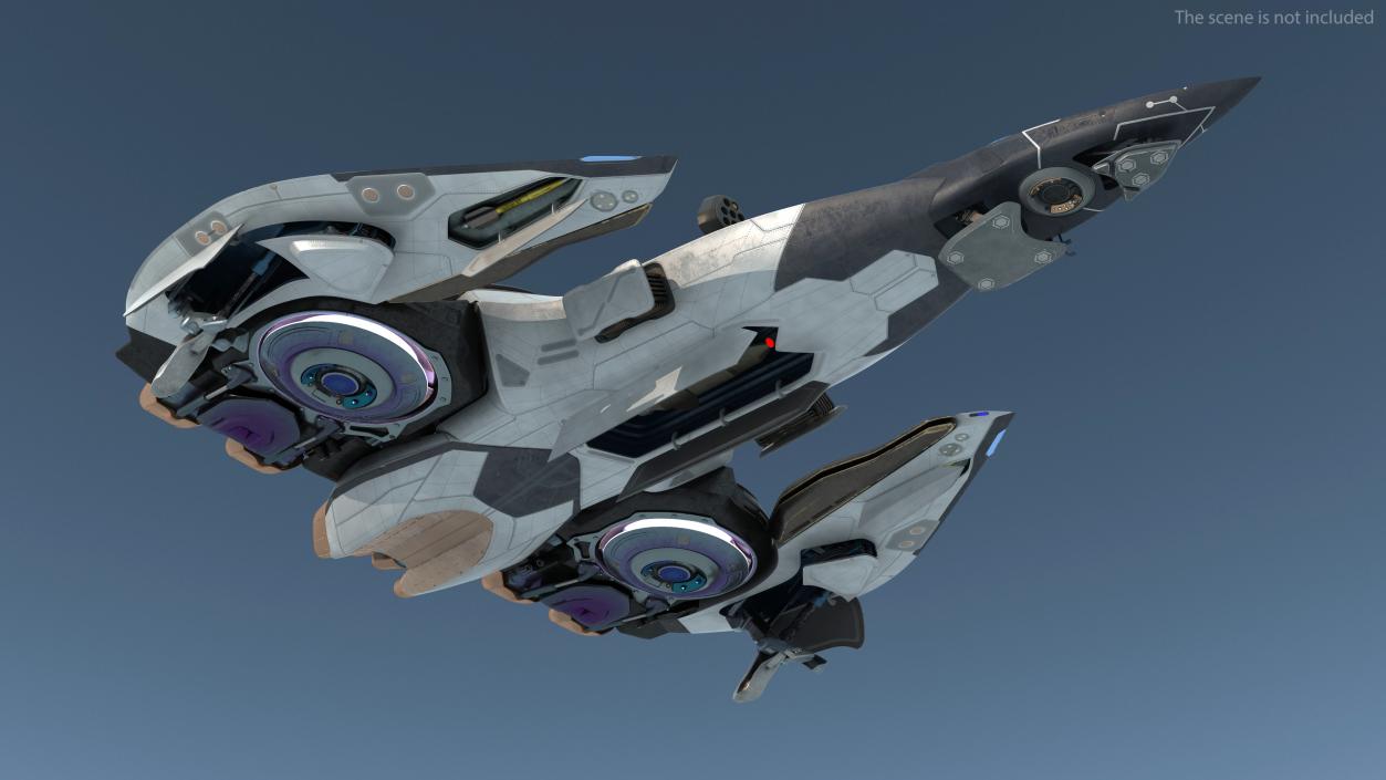 3D Sci Fi Fighter Jet Black Rigged