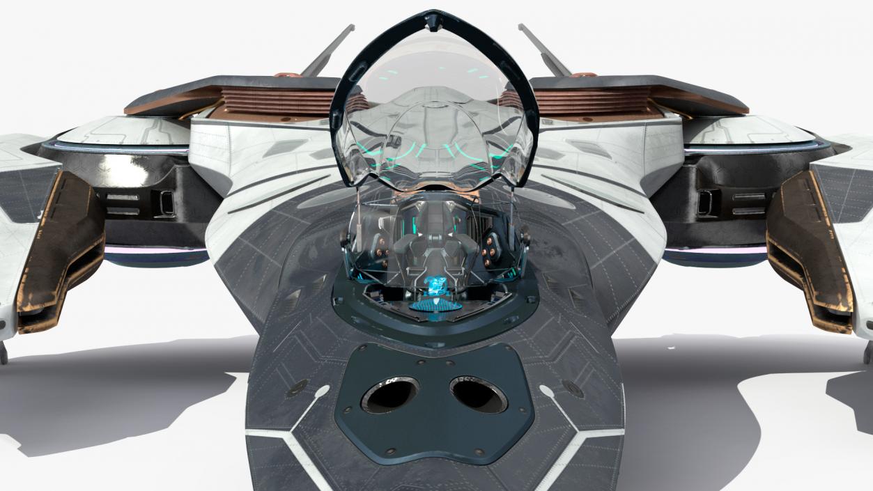 3D Sci Fi Fighter Jet Black Rigged