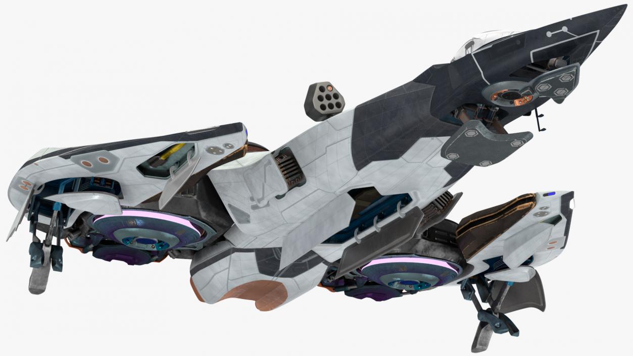 3D Sci Fi Fighter Jet Black Rigged