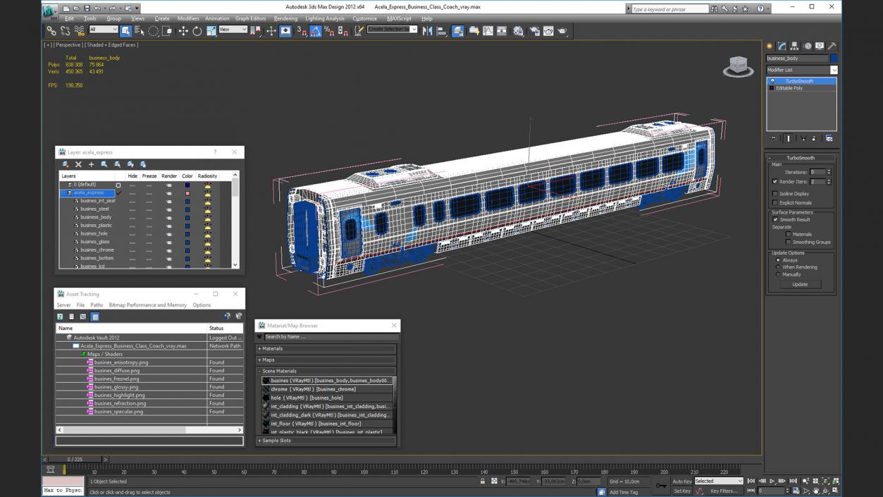 Acela Express Business Class Coach 3D model