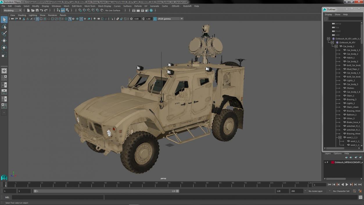 Oshkosh M-ATV with X-MADIS Anti Drone System 3D model