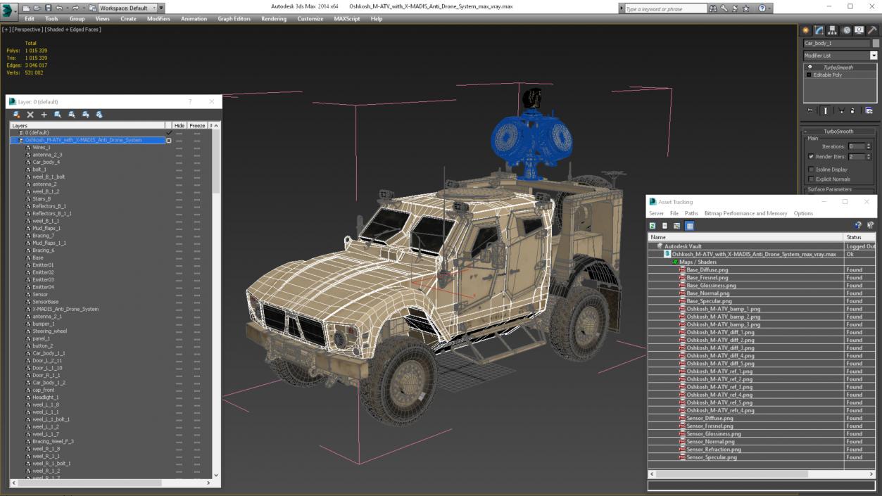 Oshkosh M-ATV with X-MADIS Anti Drone System 3D model