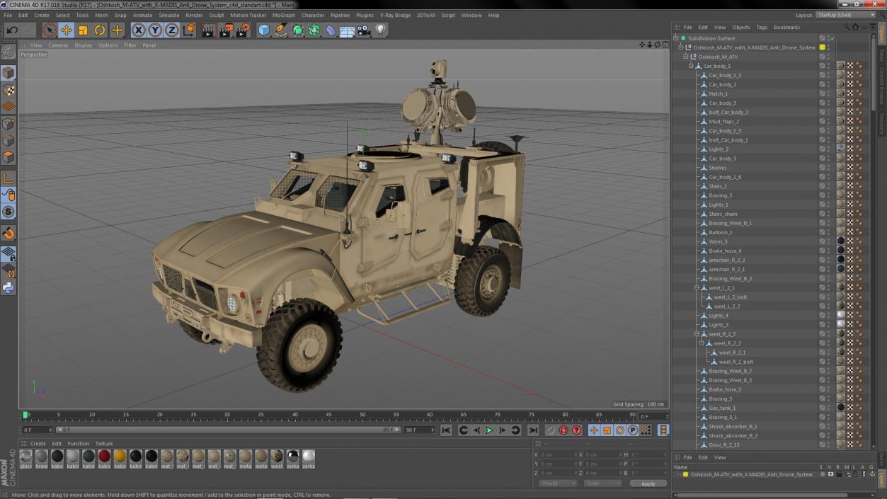 Oshkosh M-ATV with X-MADIS Anti Drone System 3D model