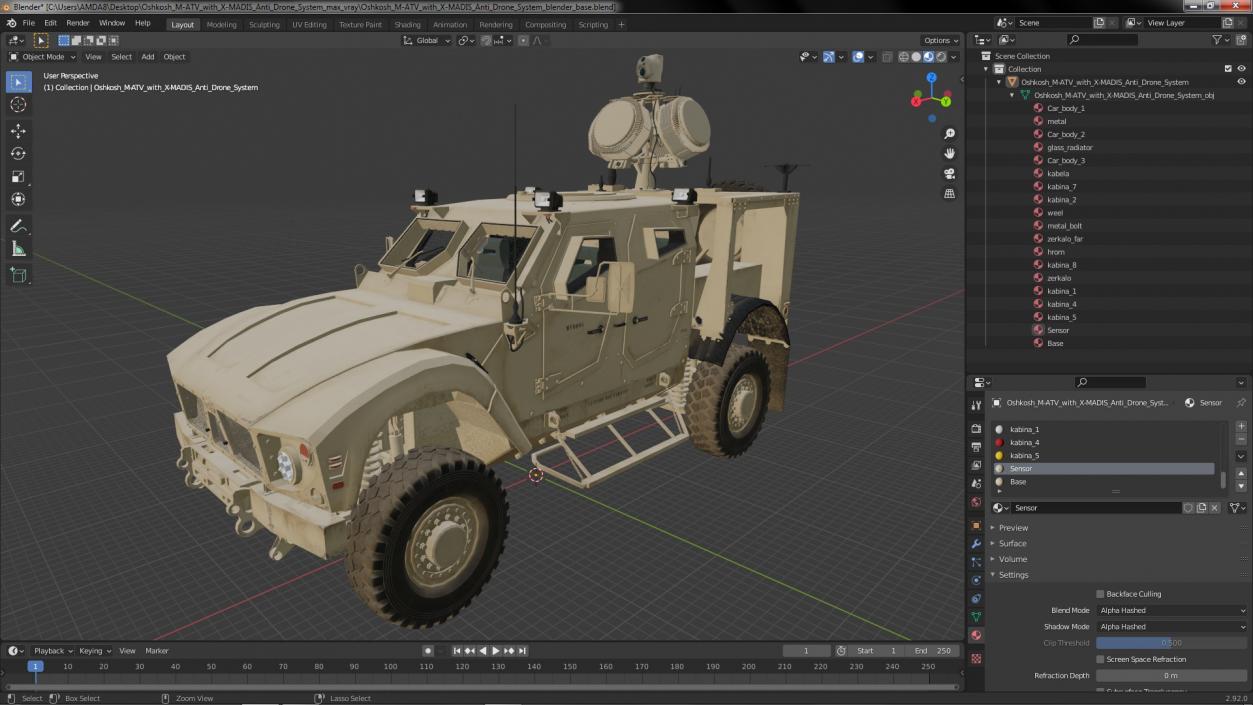 Oshkosh M-ATV with X-MADIS Anti Drone System 3D model