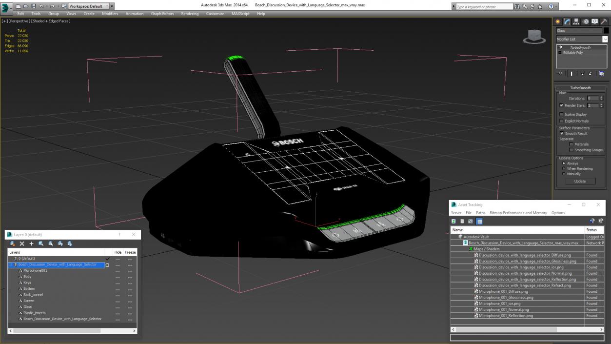 3D Bosch Discussion Device with Language Selector