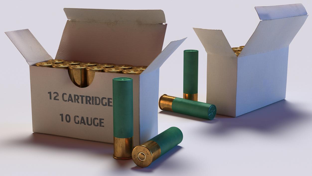 3D model Box of 10 Gauge Shotgun Shells