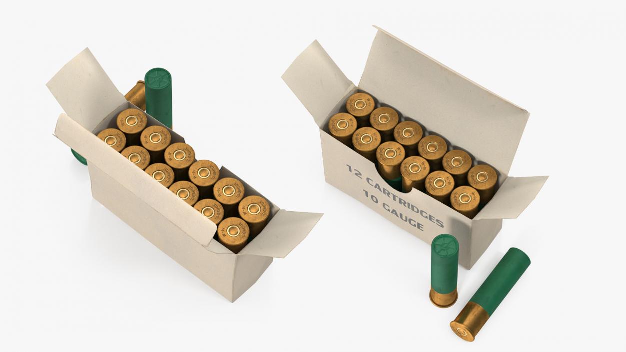 3D model Box of 10 Gauge Shotgun Shells