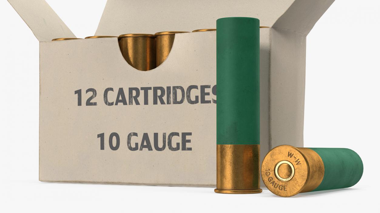 3D model Box of 10 Gauge Shotgun Shells