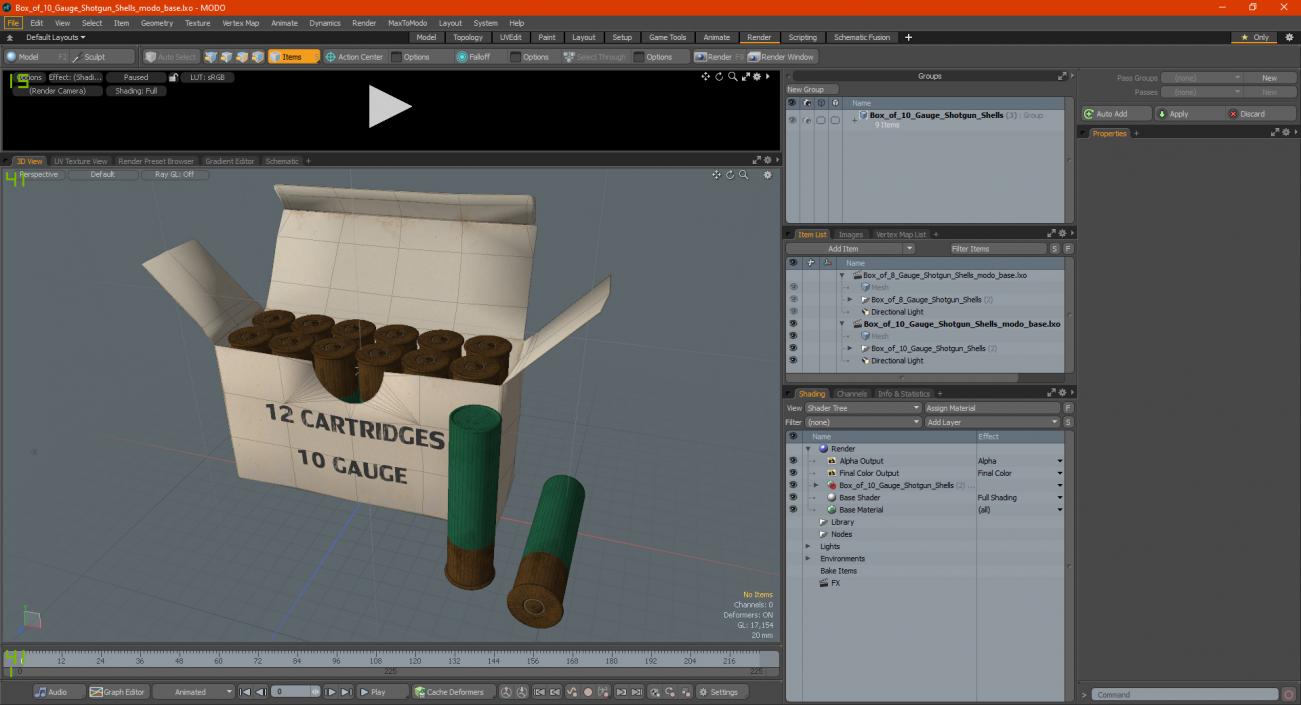 3D model Box of 10 Gauge Shotgun Shells