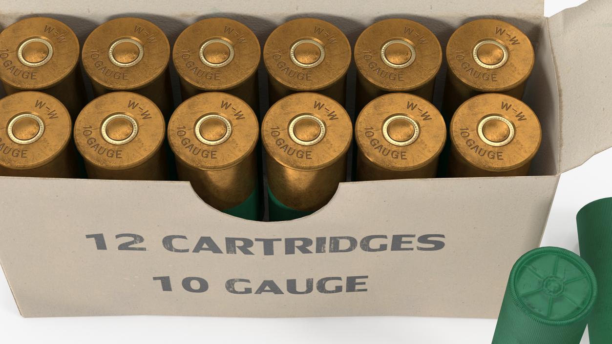 3D model Box of 10 Gauge Shotgun Shells