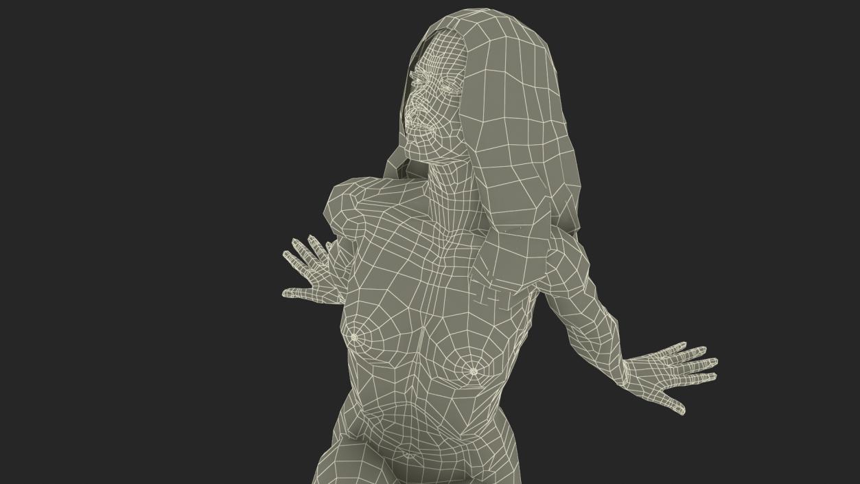 3D Naked European Woman Sitting model