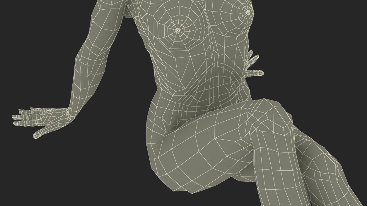 3D Naked European Woman Sitting model