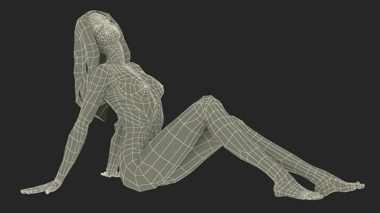 3D Naked European Woman Sitting model