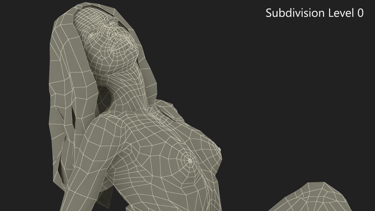 3D Naked European Woman Sitting model