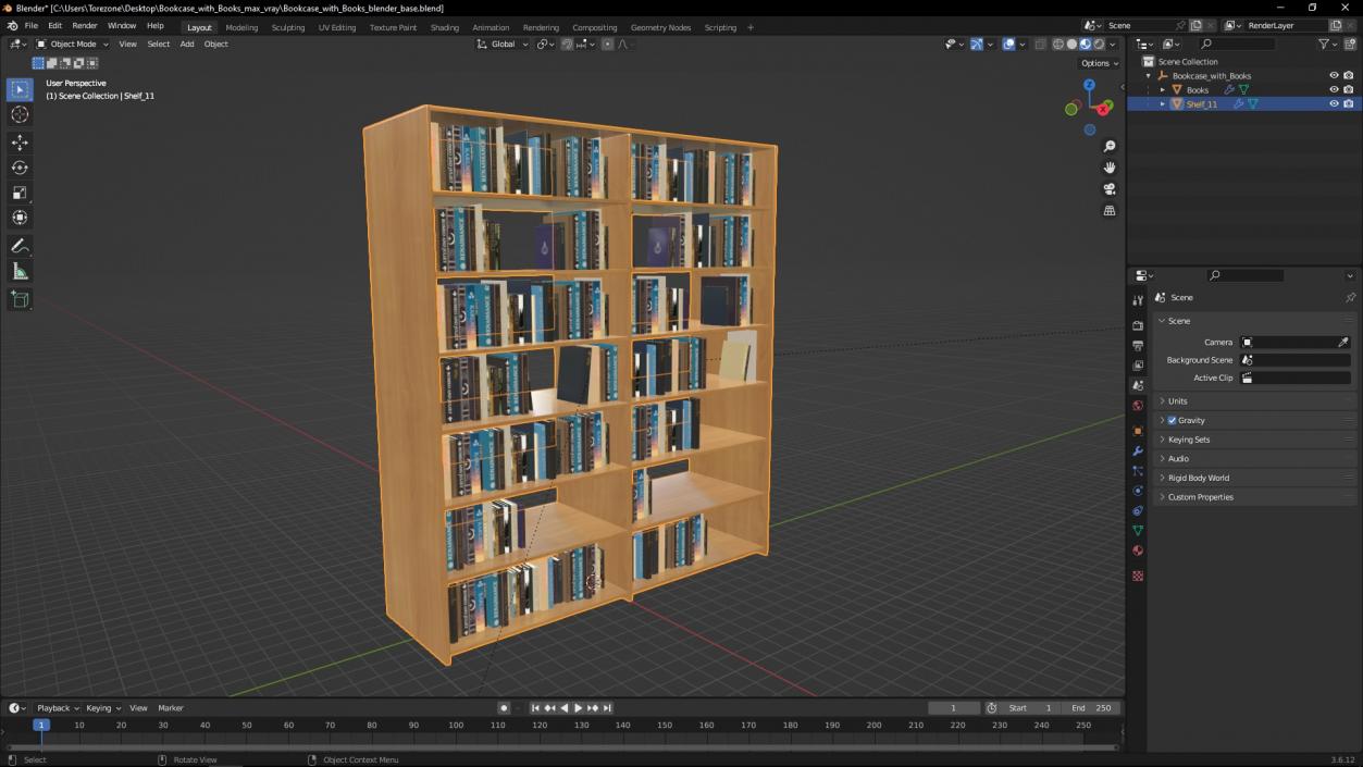 Bookcase with Books 3D model