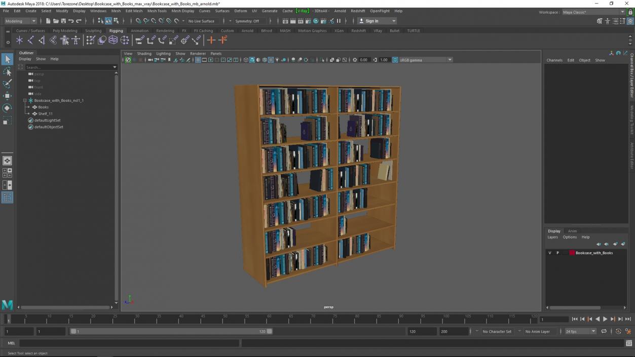 Bookcase with Books 3D model