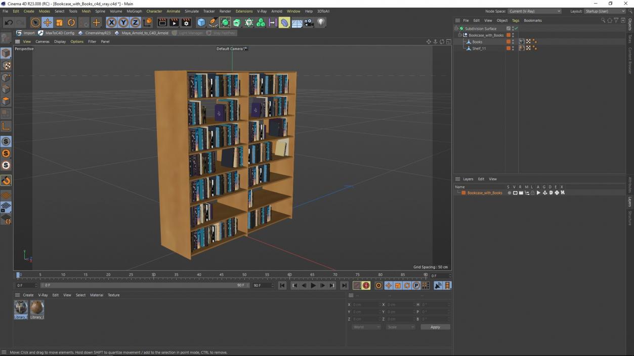 Bookcase with Books 3D model